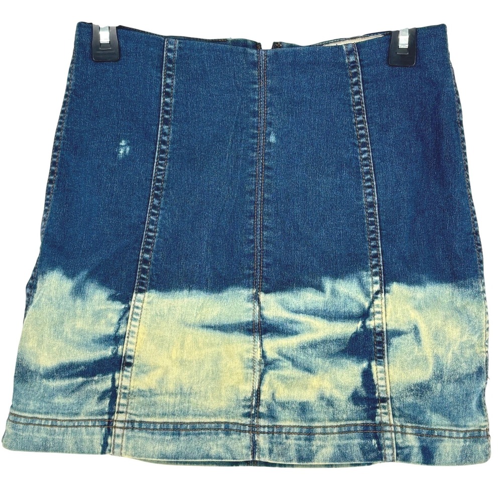 Free People Blue Bleached Dip Dye Denim Micro Mini Skirt 4 Indie Festival